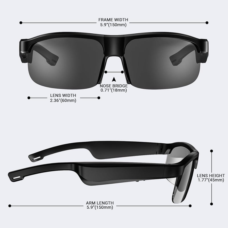 LVTEL Smart Glasses, Polarized Bluetooth Sunglasses, Built-in Mic & Speakers, Voice Assistant, UV Protection Audio Sun Glass - Image 4